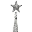 Figura navideña 150cm 60 luces LED árbol triangular plateado