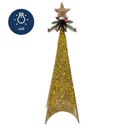 [230042202] Figura navideña 60cm 30 luces LED árbol cuadrado champán